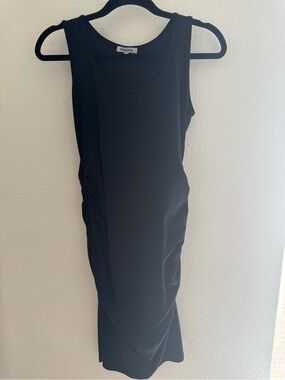 GINKANA Black Sleeveless Ruched Midi Dress